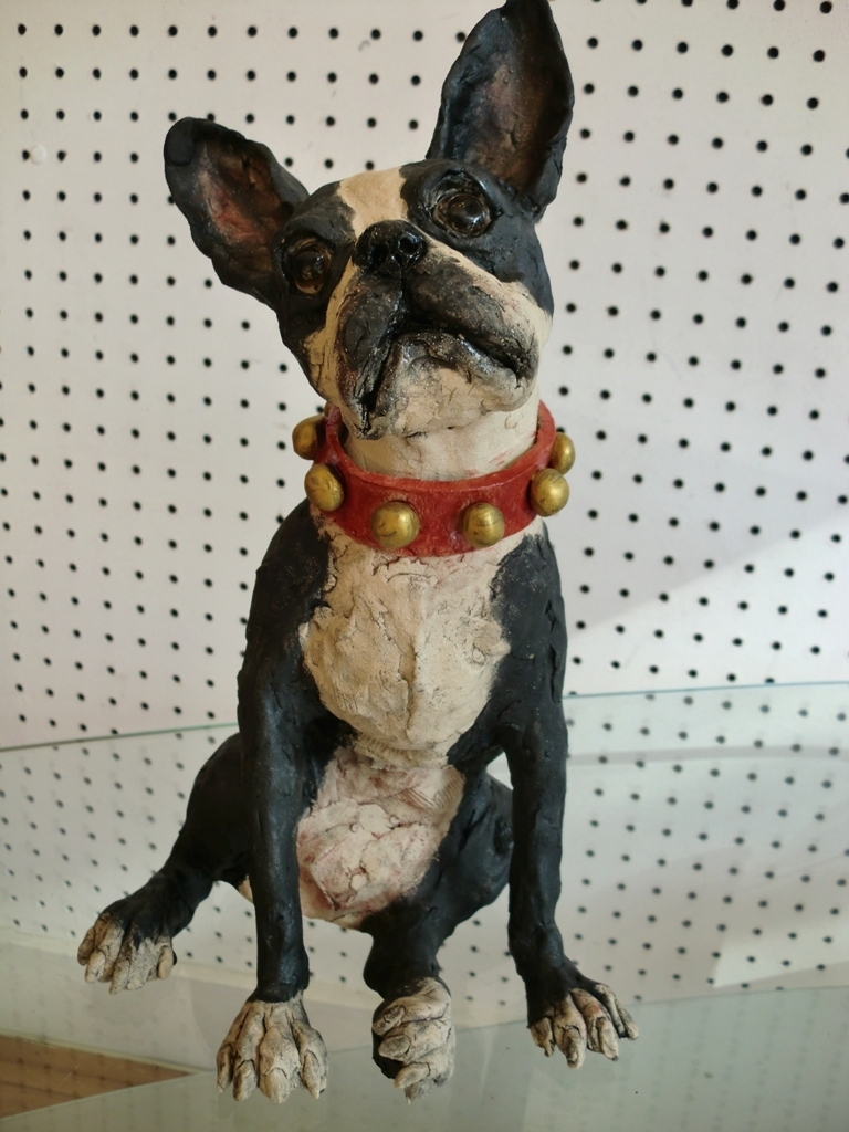 Bertie The Boston Terrier sculpture by Louise Brown