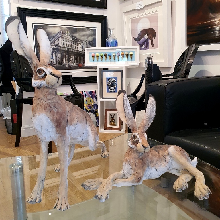'Portia' The Laying Hare Sculpture by Louise Brown