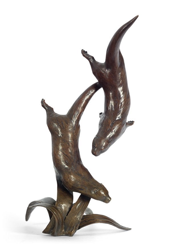 Out To Play Bronze Otters by Michael Simpson